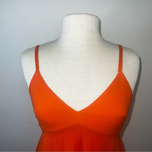 ALICE + OLIVIA TIERED MINI DRESS IN ORANGE SILK ORANGE Size 6 - Picture 3 of 16